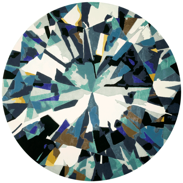 overhead of round diamond round rug evolve collection