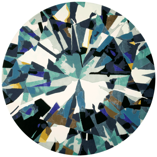 overhead of round diamond round rug evolve collection