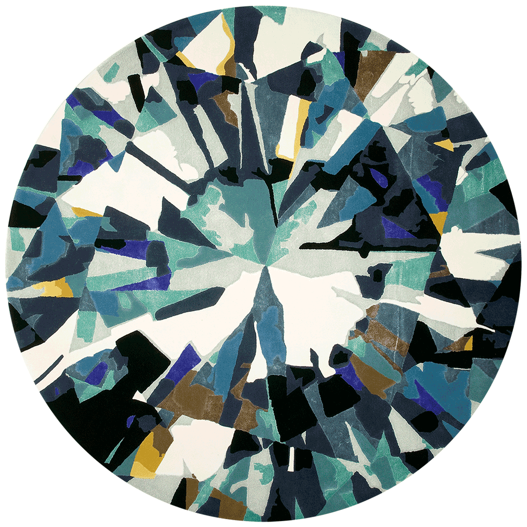 overhead of round diamond round rug evolve collection