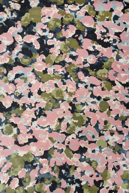 Overhead image of pink Flower Market rug