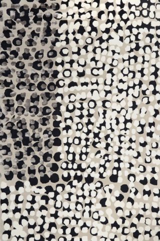 Overhead image of painterly Kusama rug