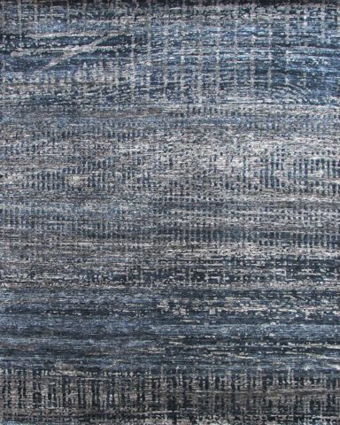 Overhead of textural Boho rug in navy blue colour