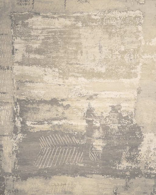 Overhead image of distressed Fossil rug