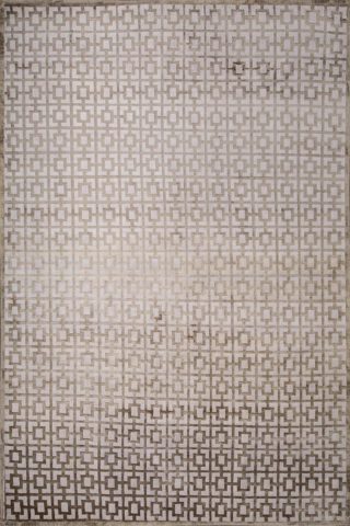 Overhead view of geometric Hudson rug in beige colour