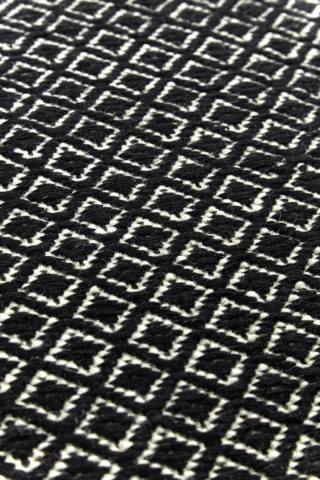 Detailed image of textured Plait Pastille rug in black colour