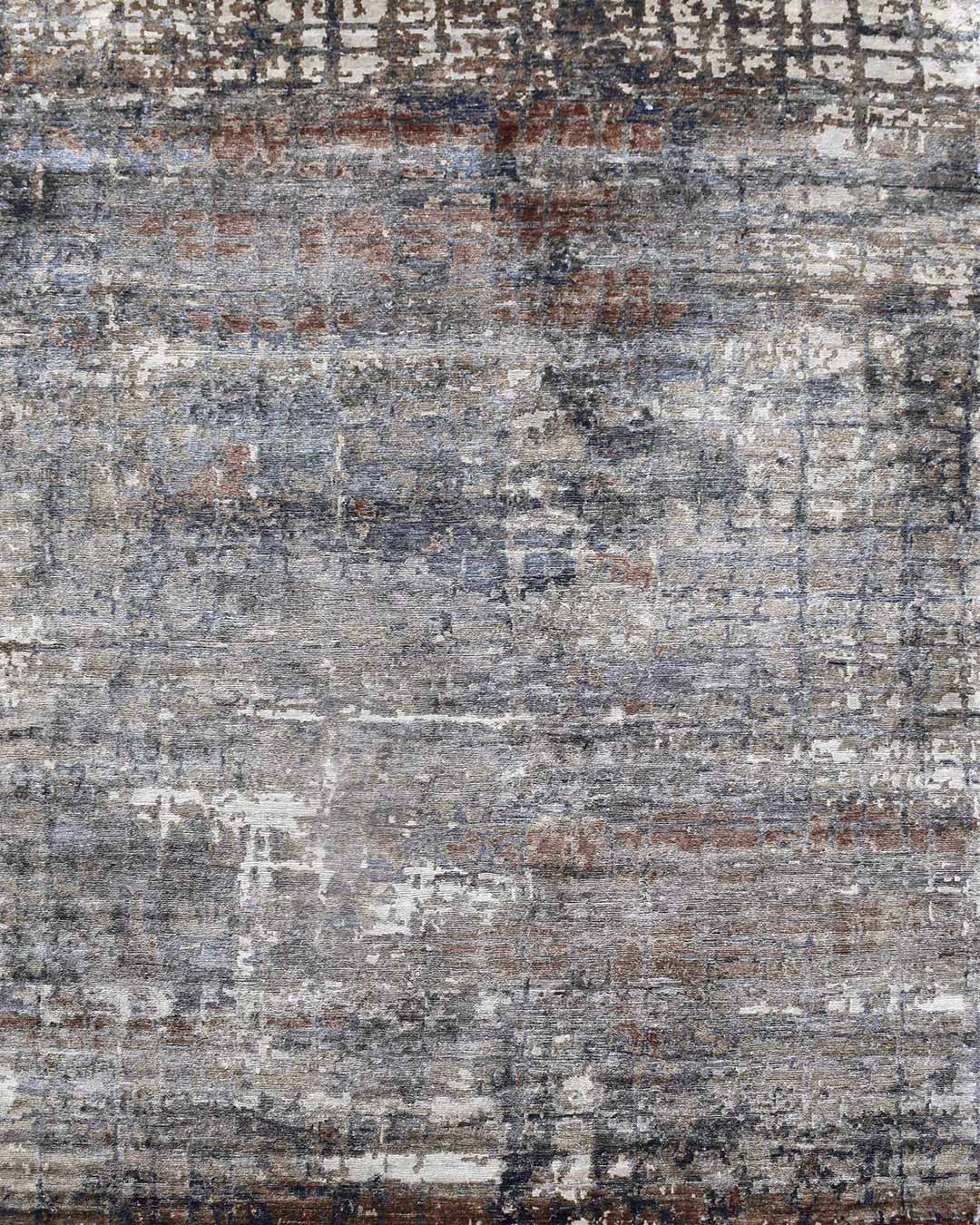 Overhead image of textural Fresco rug in blue and grey