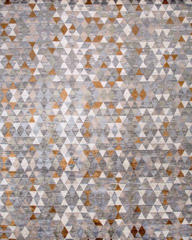 Overhead view of geometric Kalahari rug in brown colour