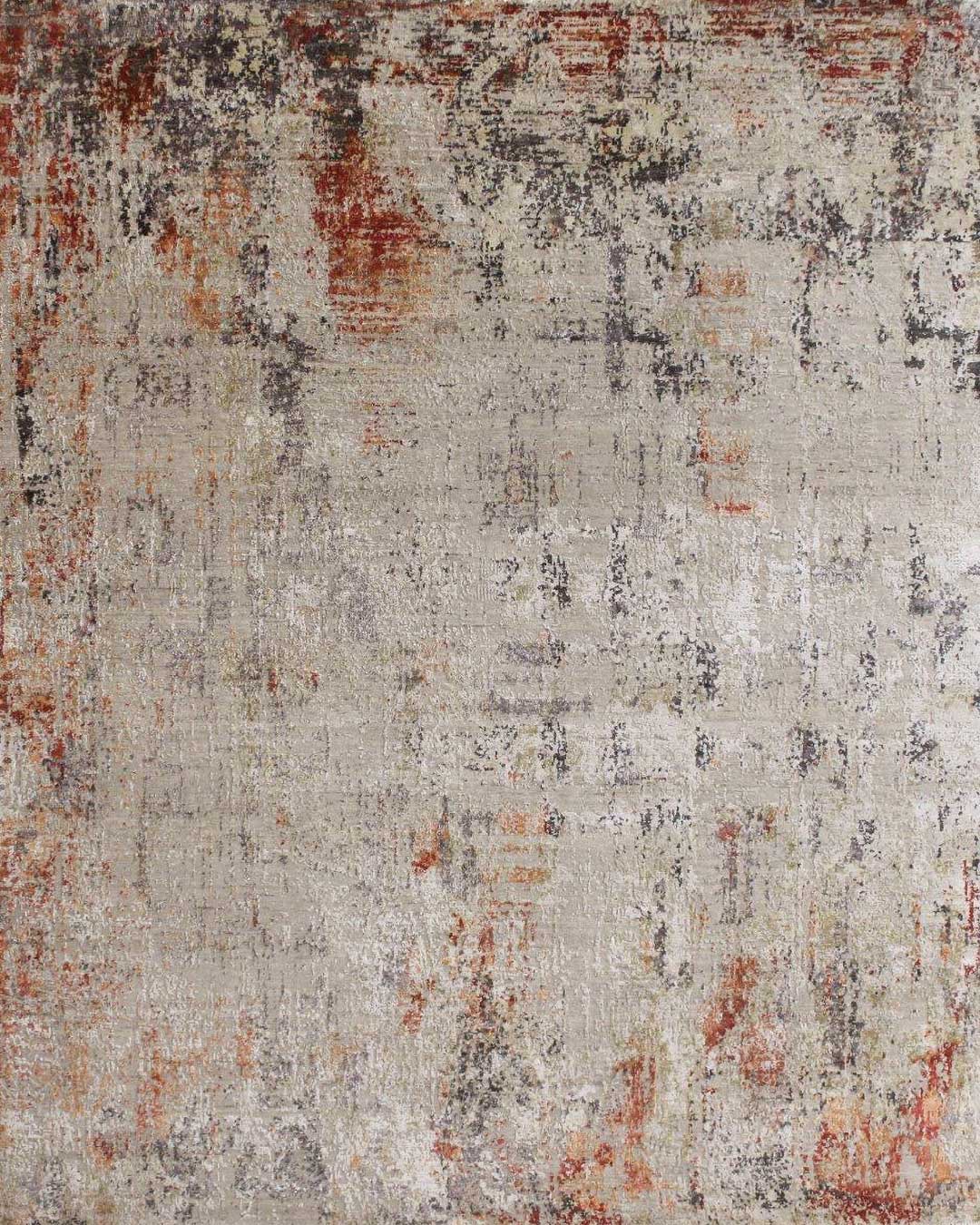 Product image of distressed Lamancha rug in silver and red colour