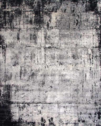 Overhead image of distressed Moraine rug in charcoal grey
