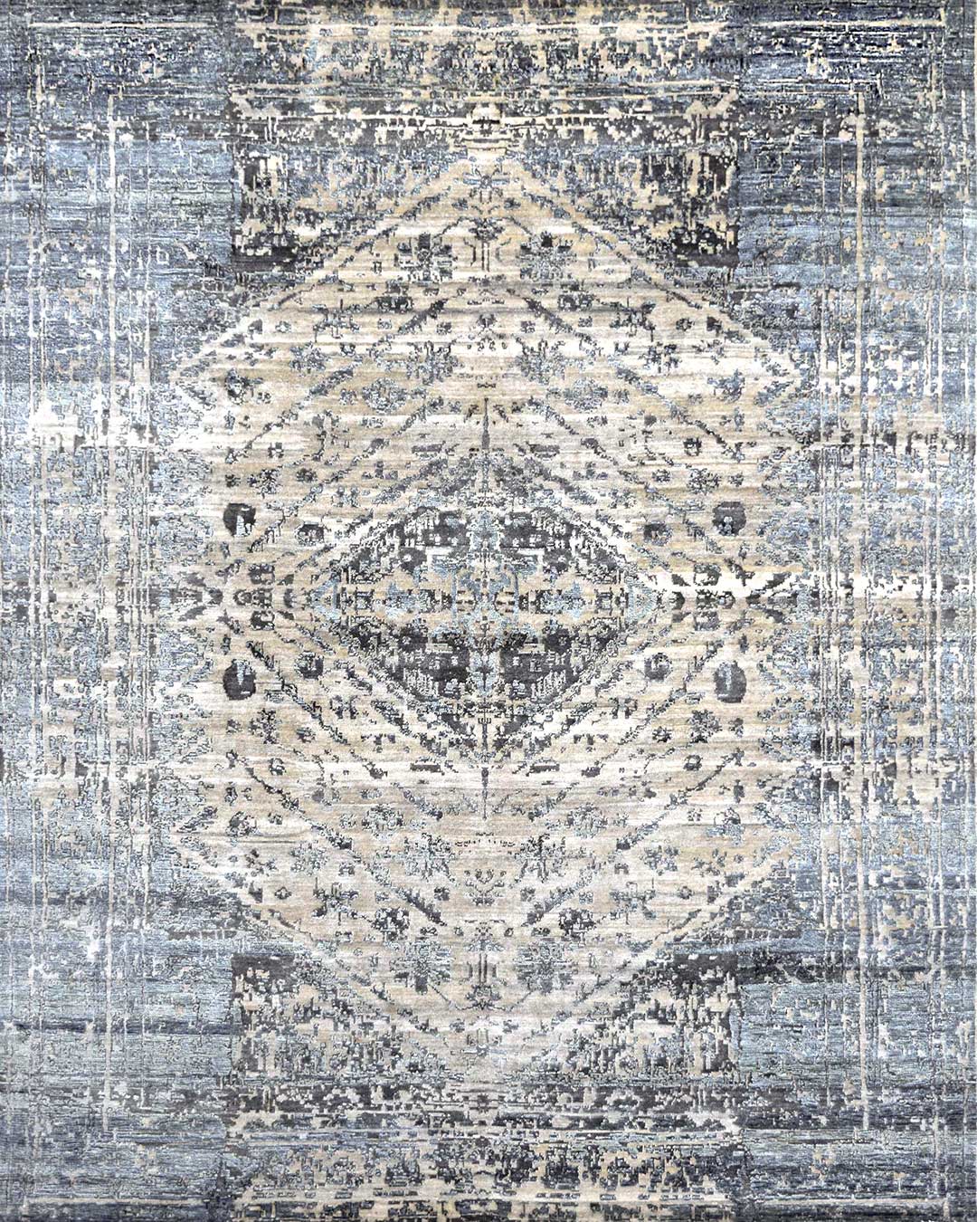 Overhead image of traditional Sapphire rug in blue colour