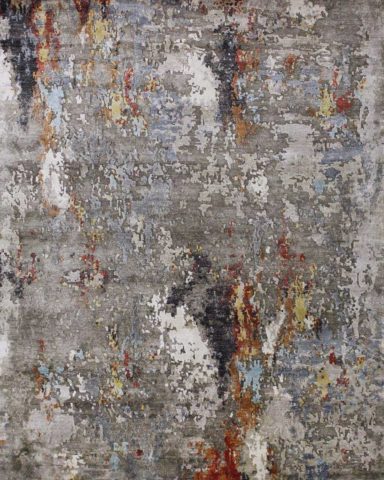 Overhead image of abstract Valencia rug in grey