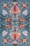 Overhead image of floral Cinnamon Bloom rug by House Of Heras in blue colour