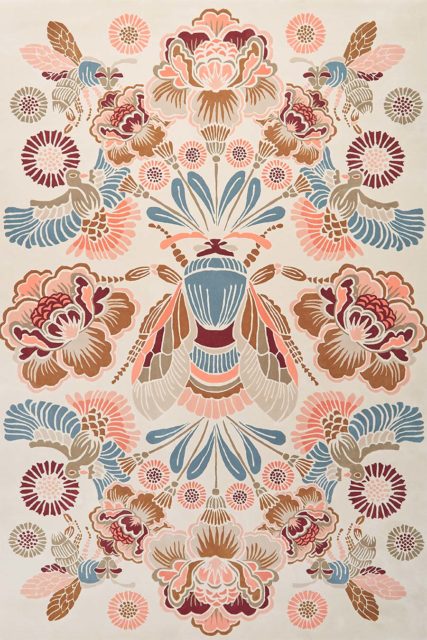Overhead image of floral Honeybee rug by House Of Heras