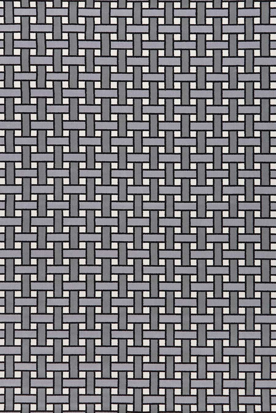 Overhead view of Weft grey geometric Axminster carpet by Greg Natale