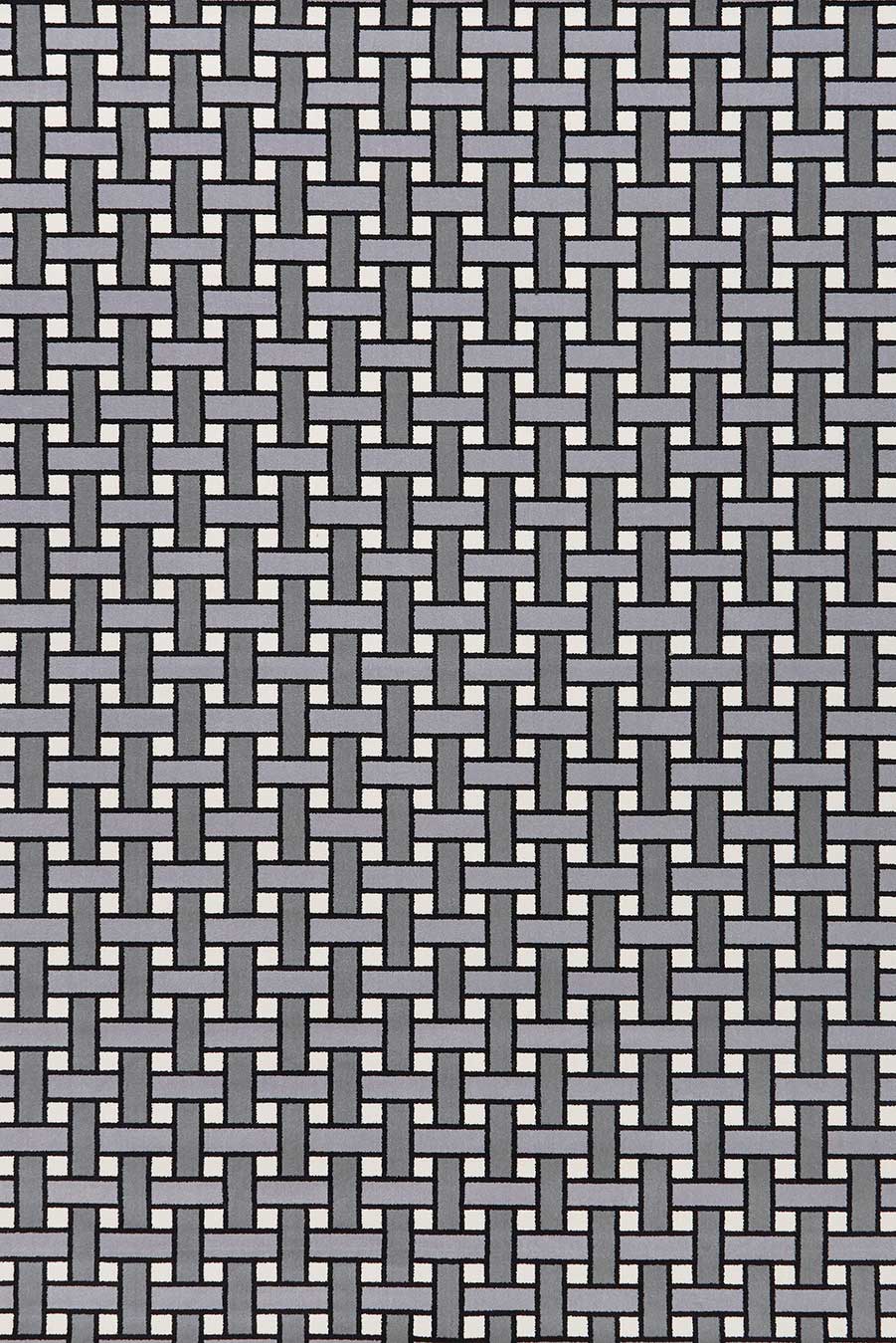 Overhead view of Weft grey geometric Axminster carpet by Greg Natale