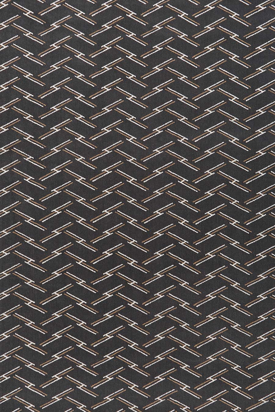 Overhead view of Windsor brown geometric Axminster carpet by Greg Natale