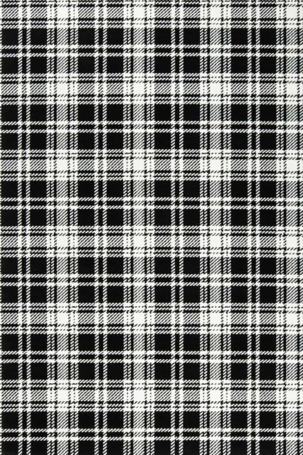 Overhead view of Kintore black and white tartan Axminster carpet