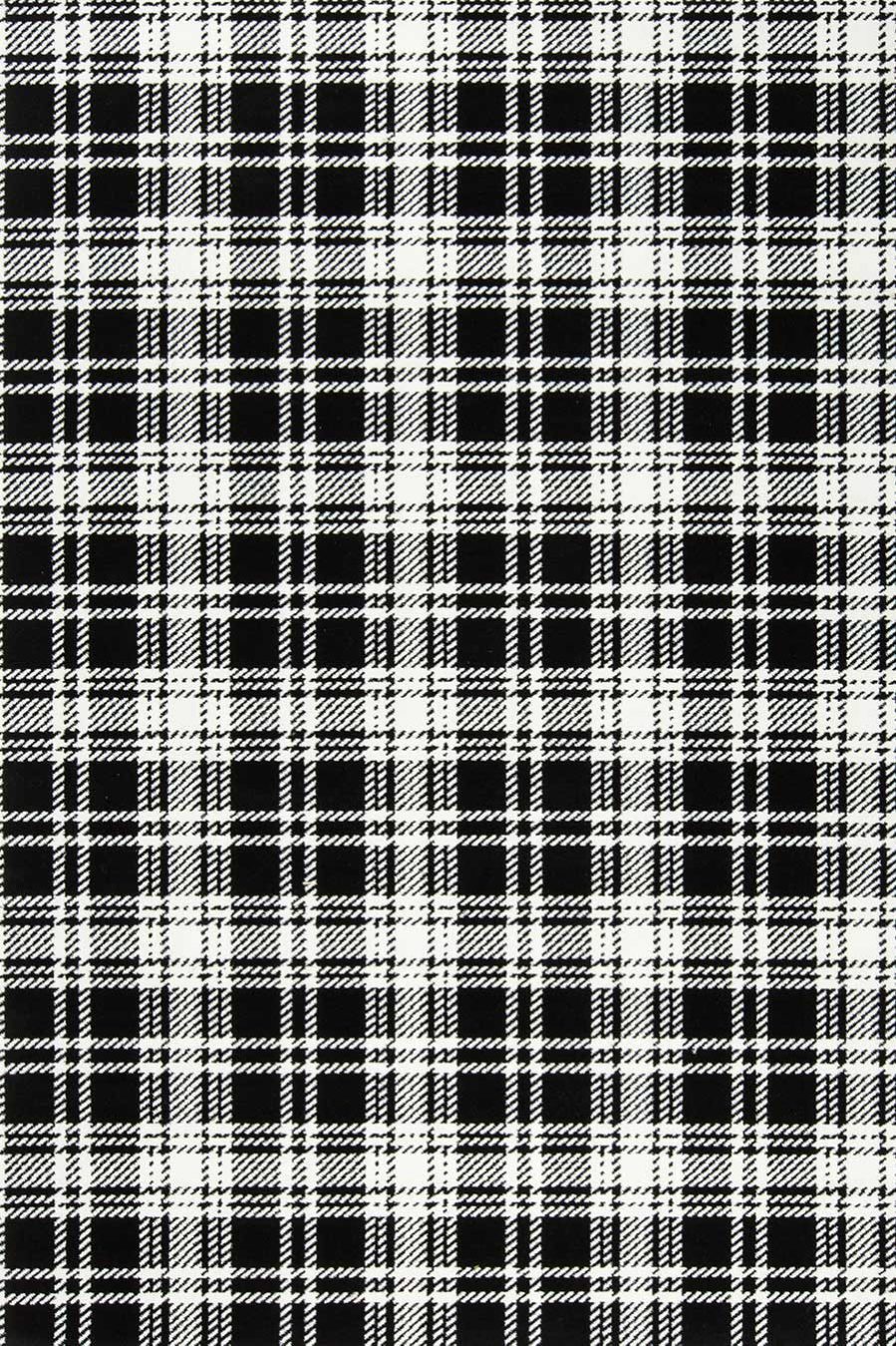 Overhead view of Kintore black and white tartan Axminster carpet