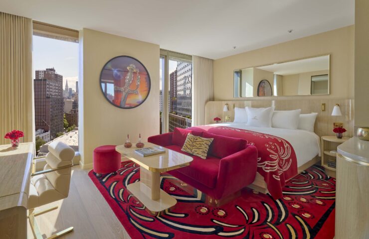 Imperial Two-Bedroom Suite Bedroom - Custom Hand Tufted Rockpool Red Rug Designed by House Of Heras
