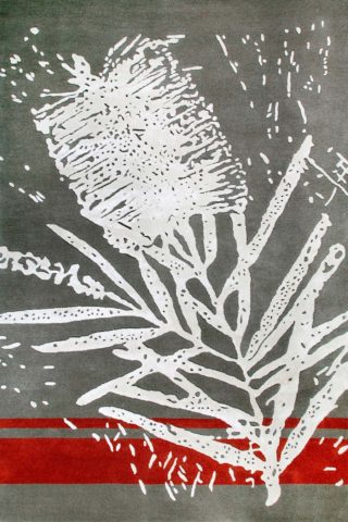 Overhead image of grey Bottlebrush rug by Cloth