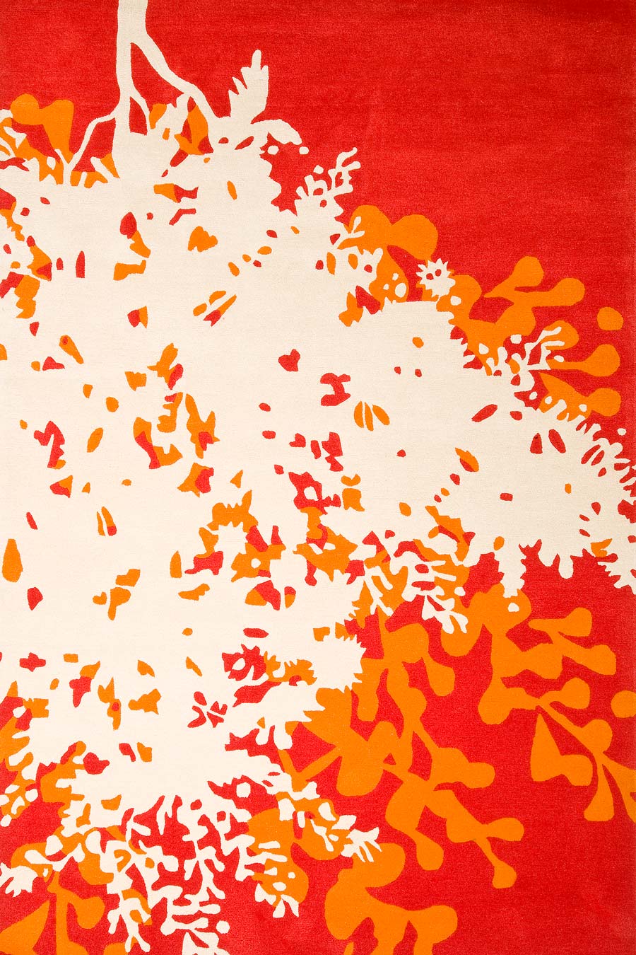 Overhead image of orange Wattle Shadow rug by Cloth