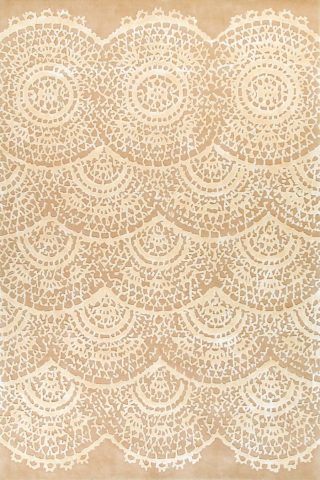 Overhead image of beige Vintage Lace rug by Vixen