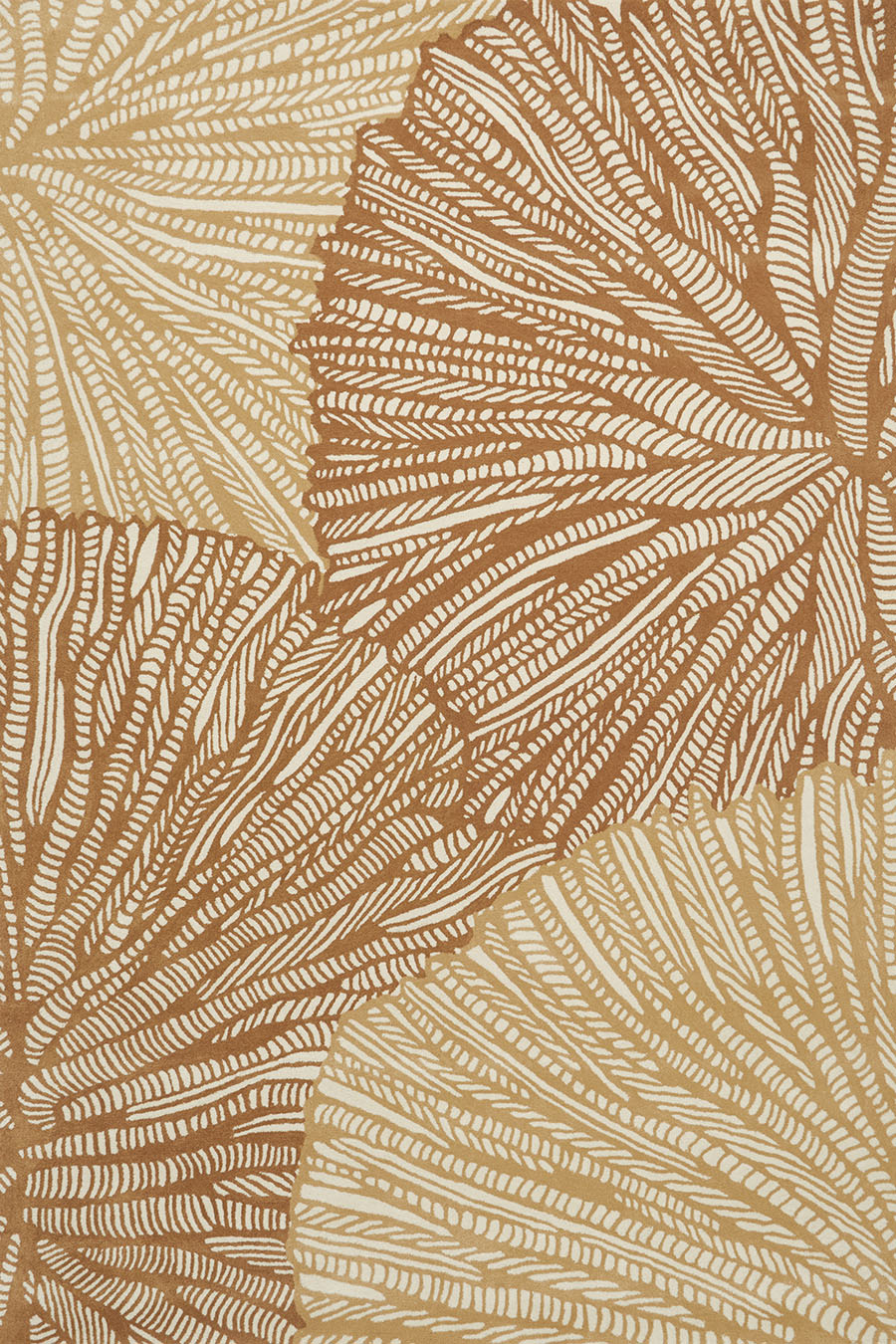 Overhead image of Coral Medal rug in brown