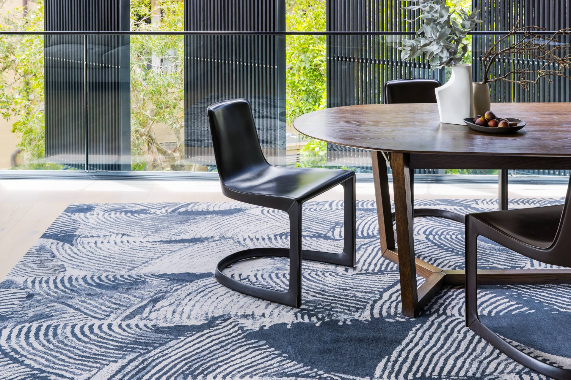 designer rugs shibori Tassel Fern charcoal Dining new 1