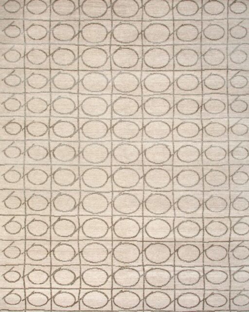 overhead of nest rug by anna carin in beige organic pattern