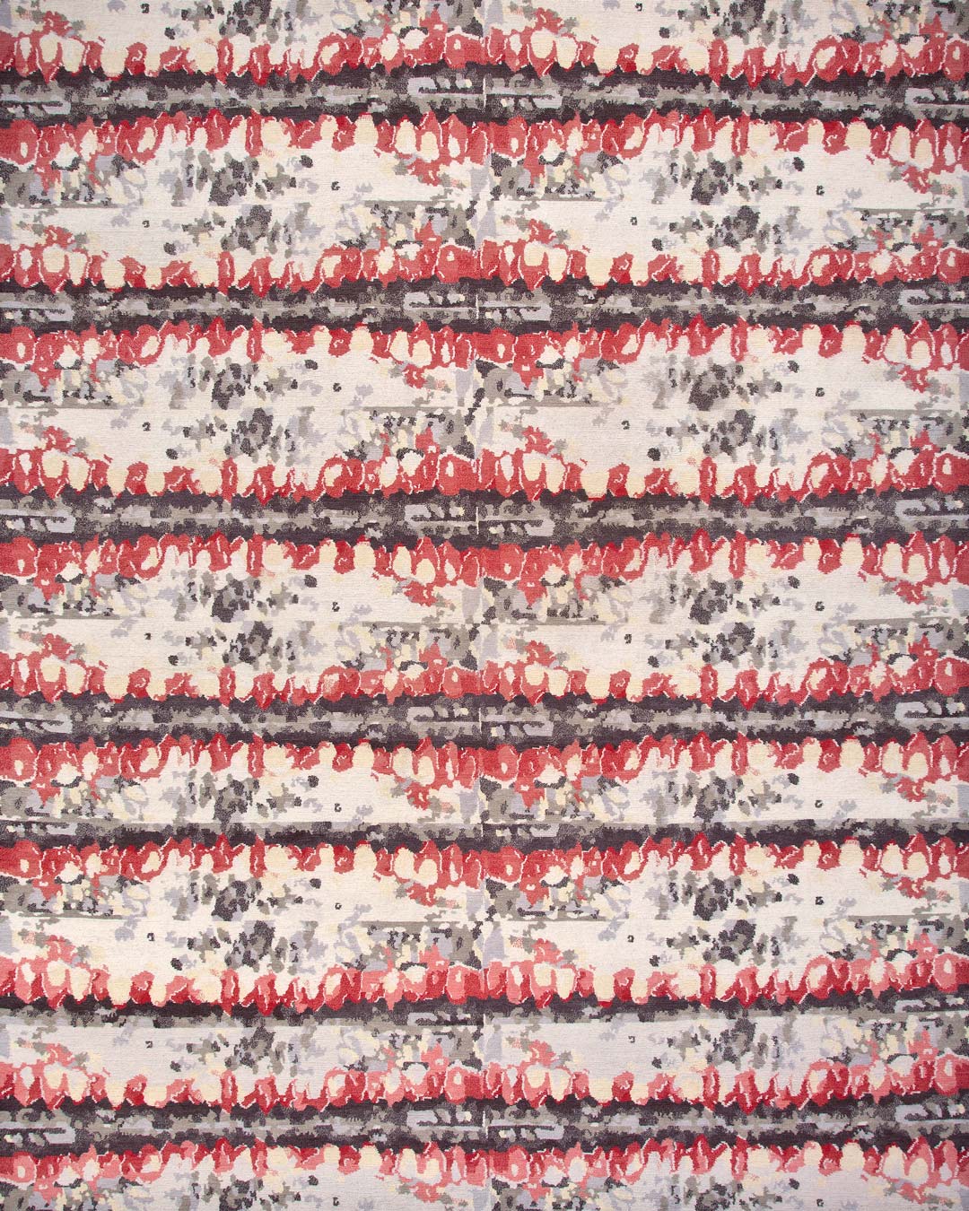 overhead of wild berry rug by anna carin in red and brown organic pattern