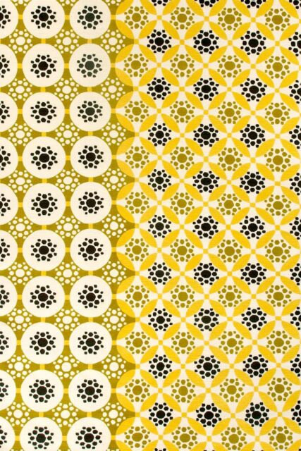 overhead of applique rug by bernabeifreeman in yellow circular pattern