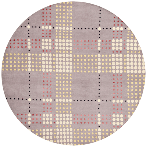 overhead of checkered rug by bernabeifreeman in dot pattern with lilac background