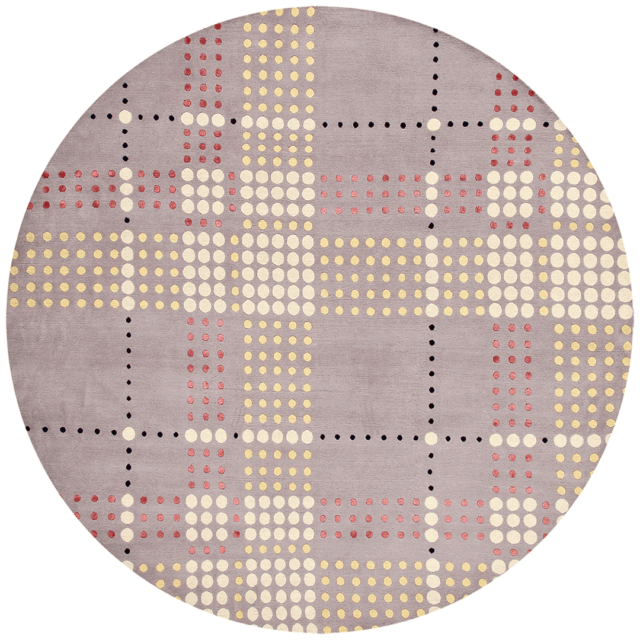 overhead of checkered rug by bernabeifreeman in dot pattern with lilac background