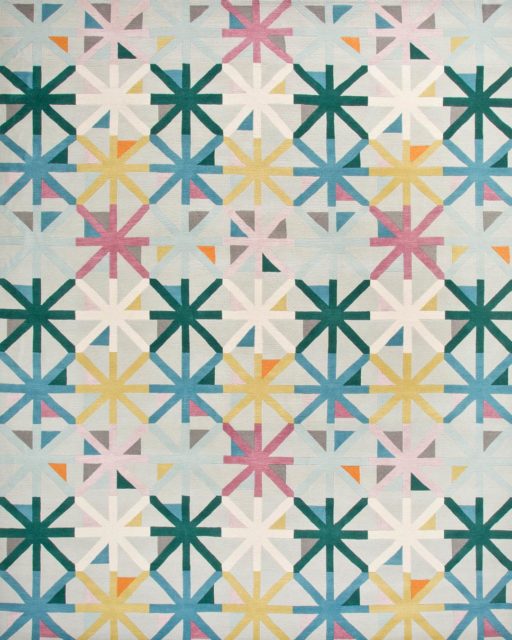 overhead of criss cross rug by bernabeifreeman in multicoloured star pattern