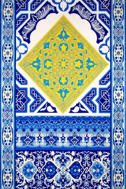 overhead of blue hydra rug by camilla
