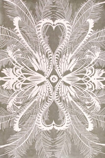 overhead of feathers rug by catherine martin