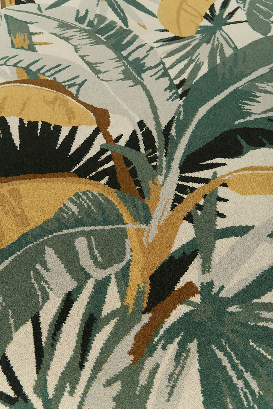 close up view of tropical La Palma carpet in green colour