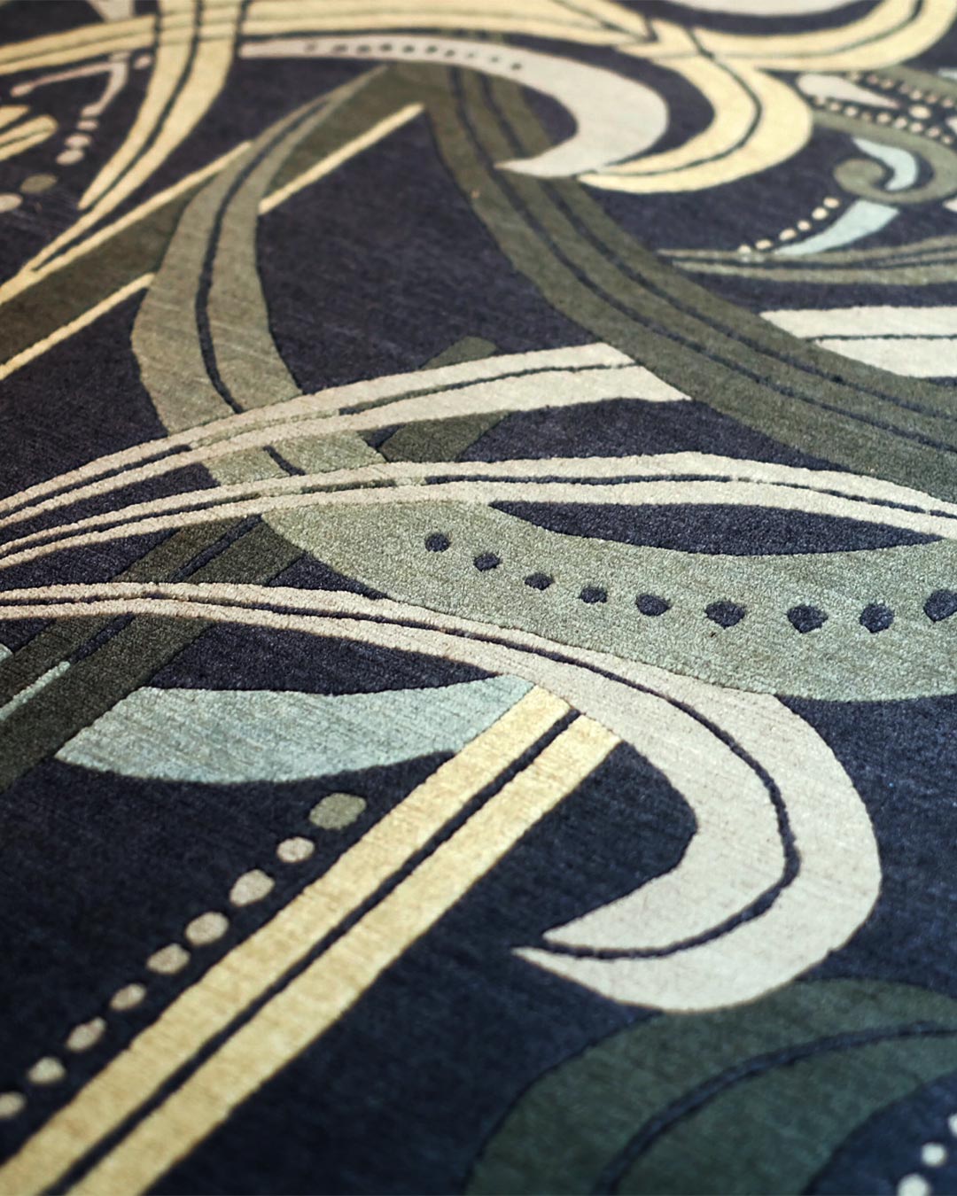 Close up of rhapsody rug by catherine martin