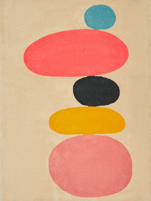 overhead image of the pebbles rugs designed by dinosaur-designs-