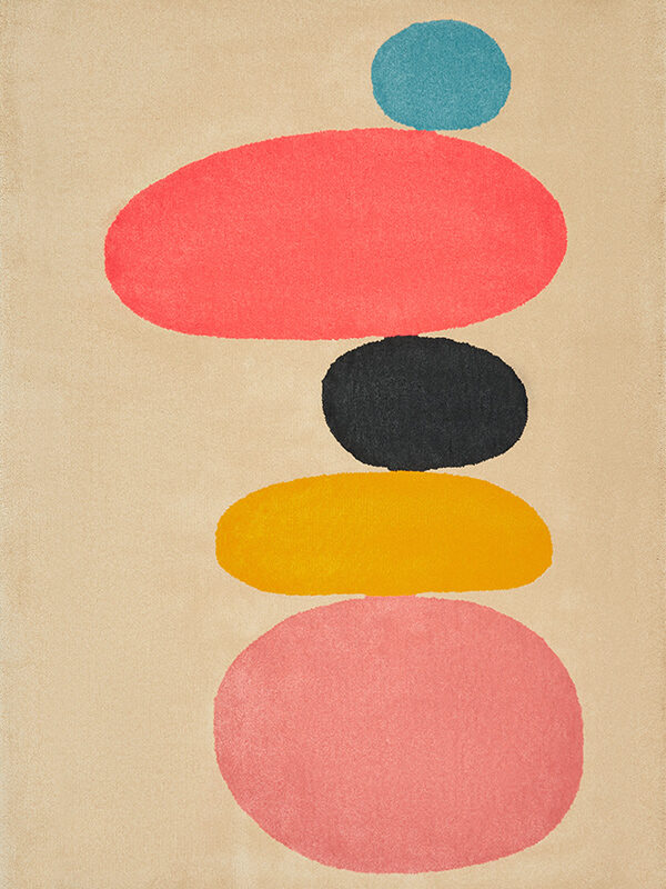 overhead image of the pebbles rugs designed by dinosaur-designs-