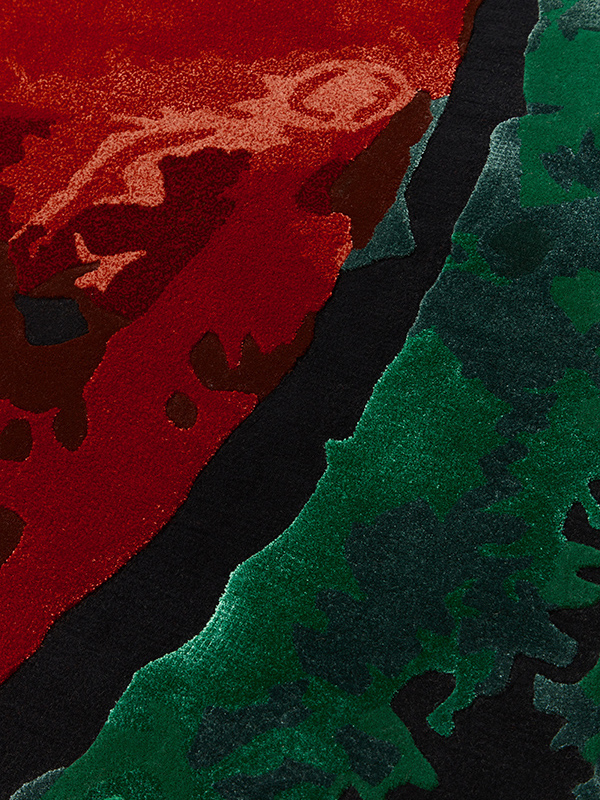 Close up image of the Flame Queen ug by Emma Elizabeth for Designer Rug