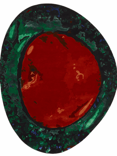 overhead image of the Flame Queen ug by Emma Elizabeth for Designer Rug