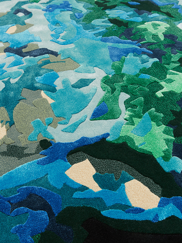 overhead image of the Halleys Comet rug by Emma Elizabeth for Designer Rug