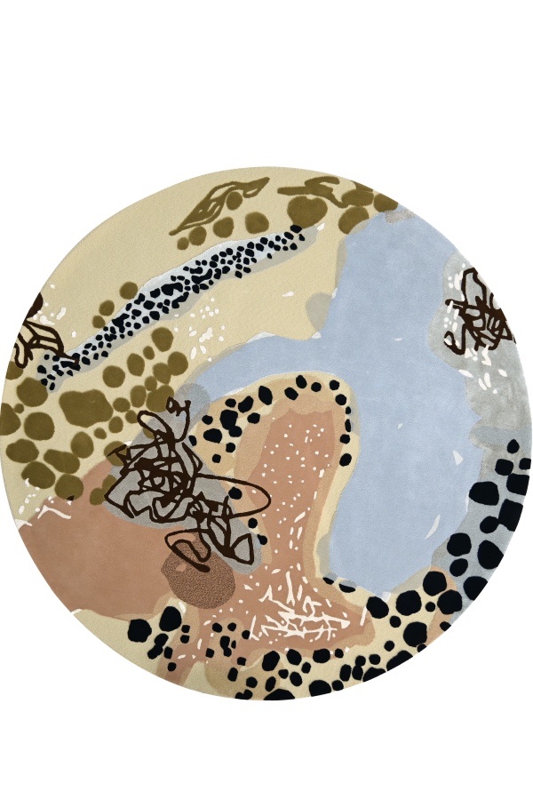 overhead image of the Kine rug designed by Ildelin-Kruger-