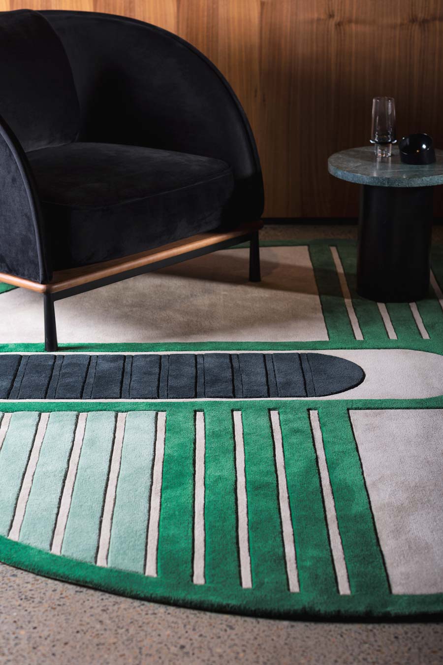 close up of circuit round rug by gavin harris