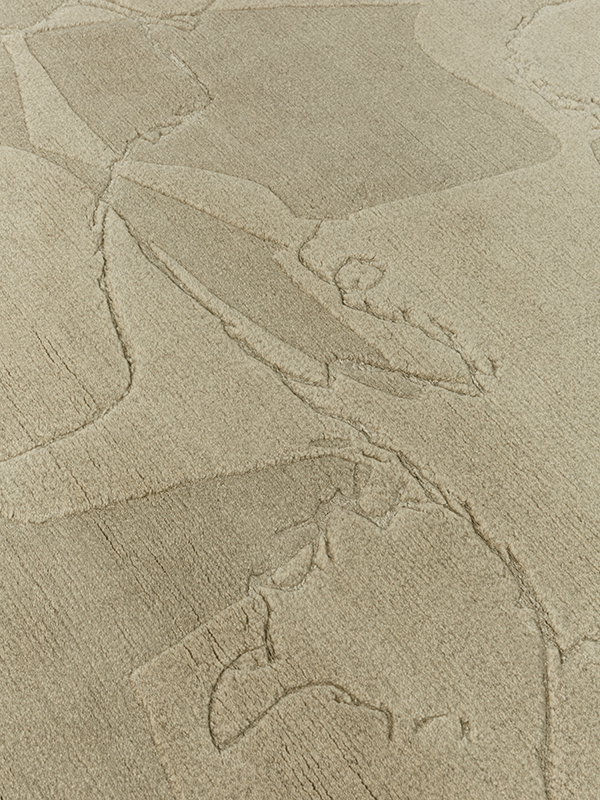 close up image of the Ruvida handknot rug designed by Greg Natale