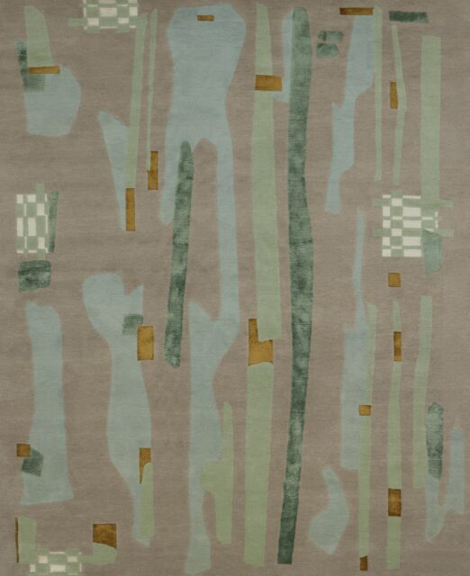 overhead image of the Freddo handknot rug designed by Greg Natale