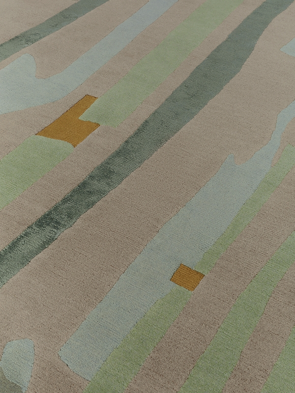 close up mage of the Freddo handknot rug designed by Greg Natale