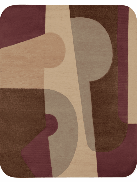 overhead image of the Rozzo handknot rug designed by Greg Natale
