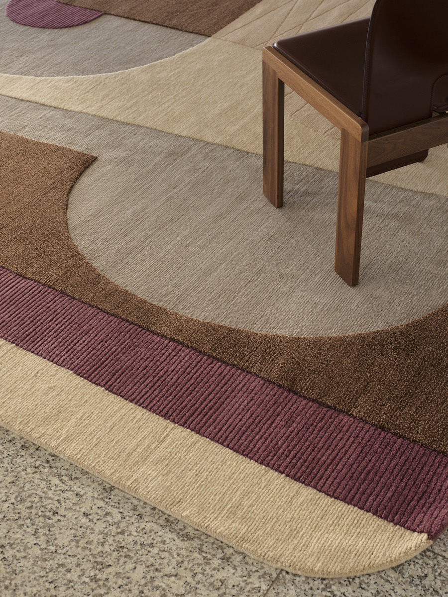 Rozzo wool handknot rug by Greg Natale styled in a modern interior – luxury designer rug with tonal geometric pattern, handknotted in wool for texture, depth, and durability